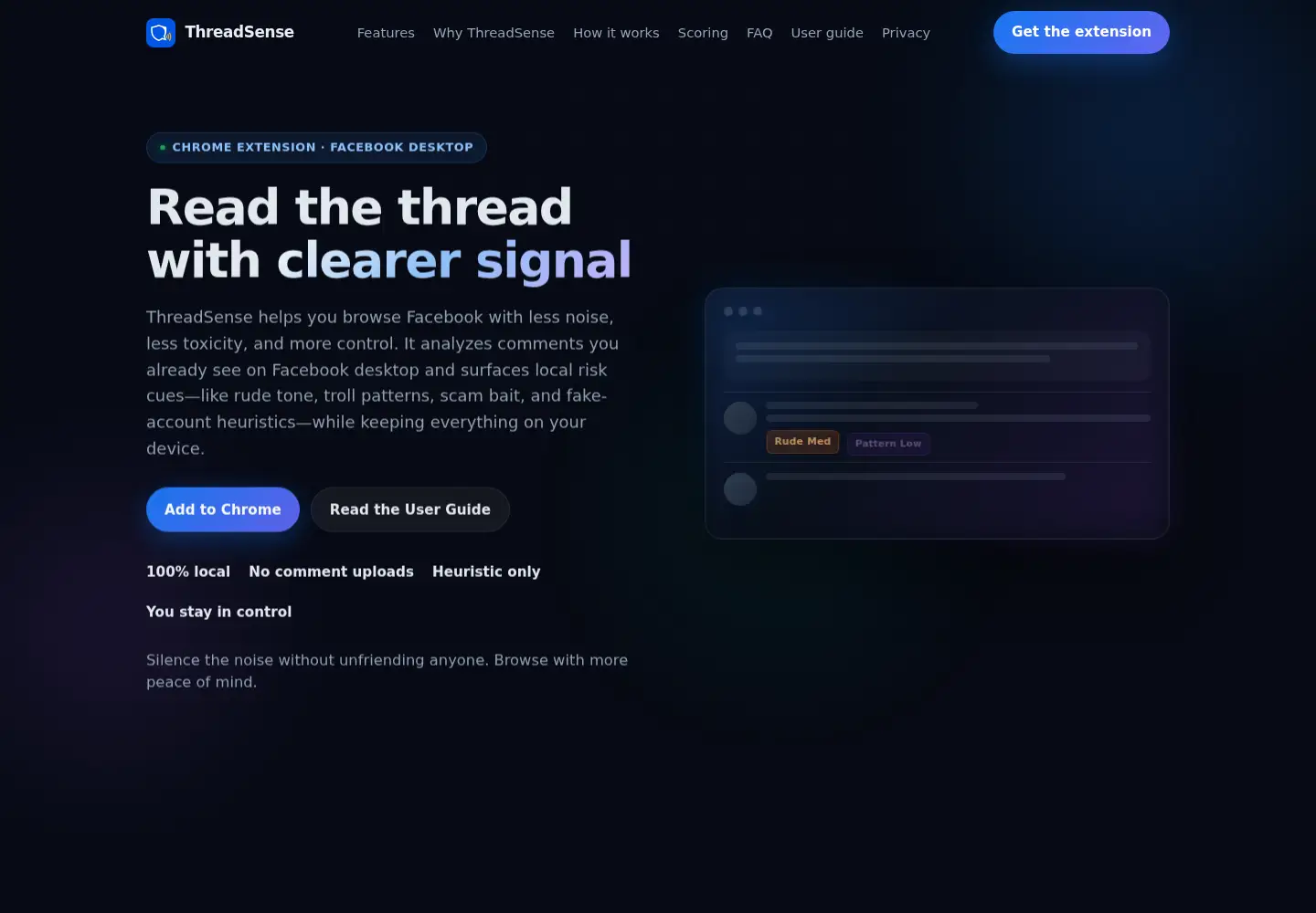 Captured homepage of threadsense.org in the current scan