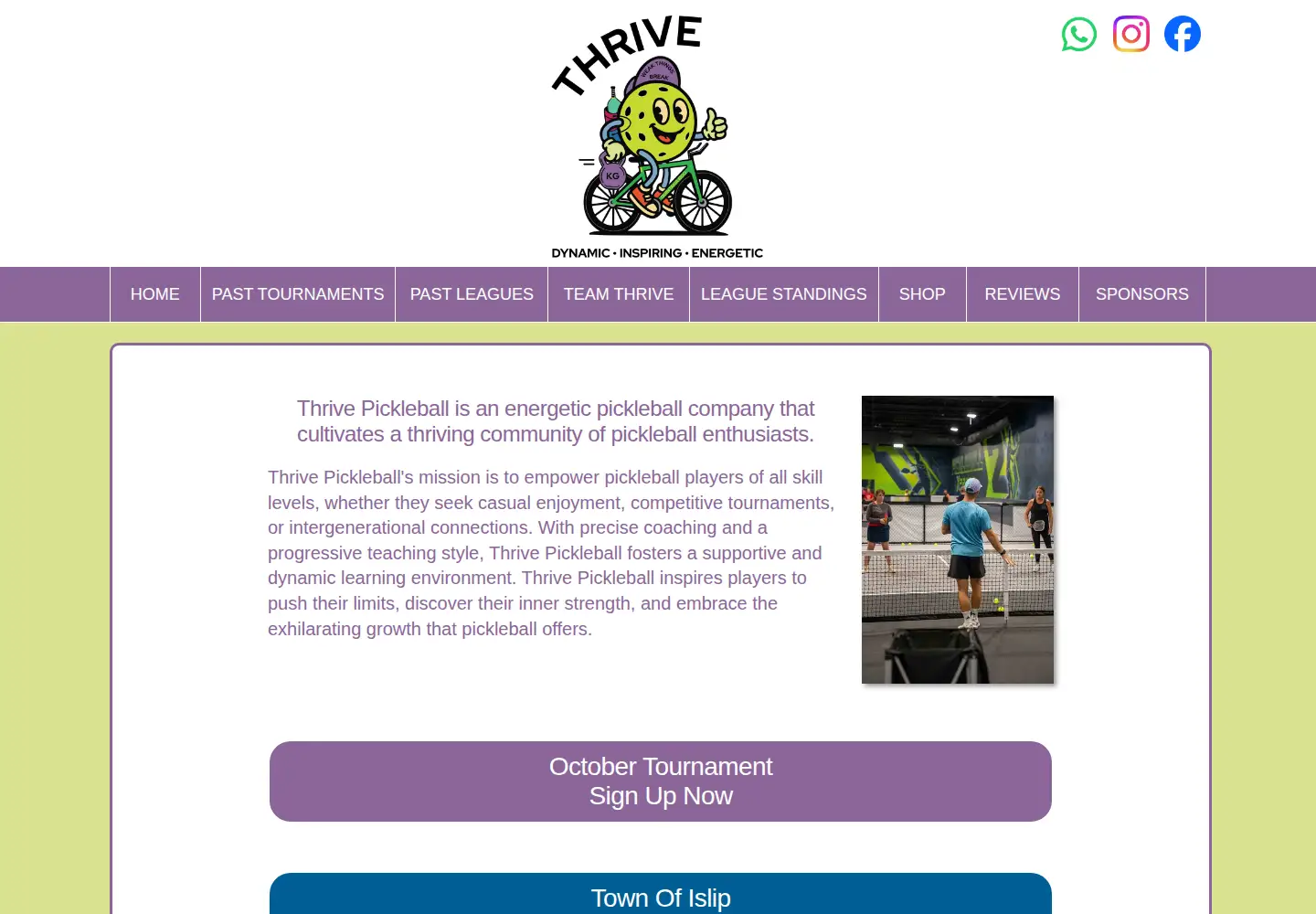 Screenshot of thrive-pickleball.org