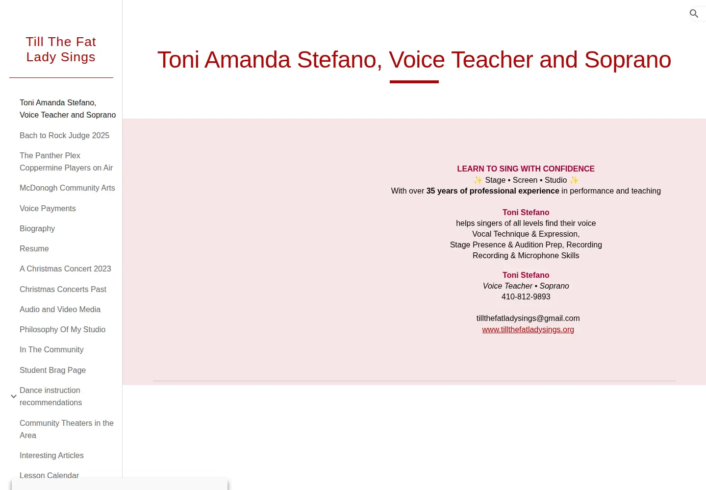 Captured homepage of tillthefatladysings.org in the current scan