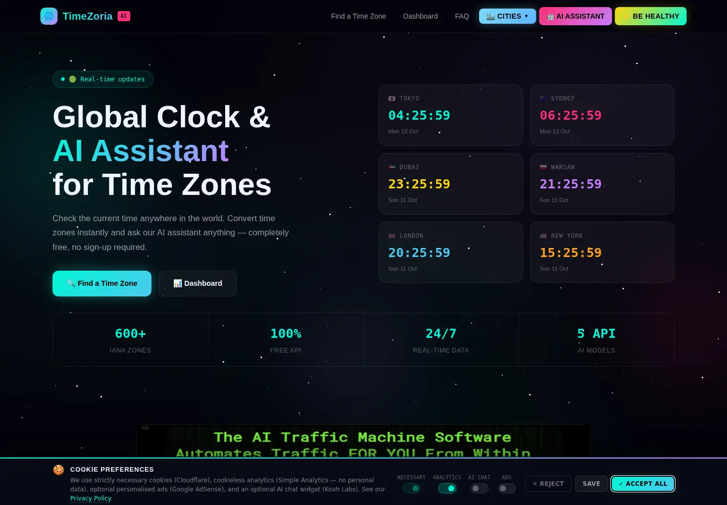 Screenshot of timezoria.org