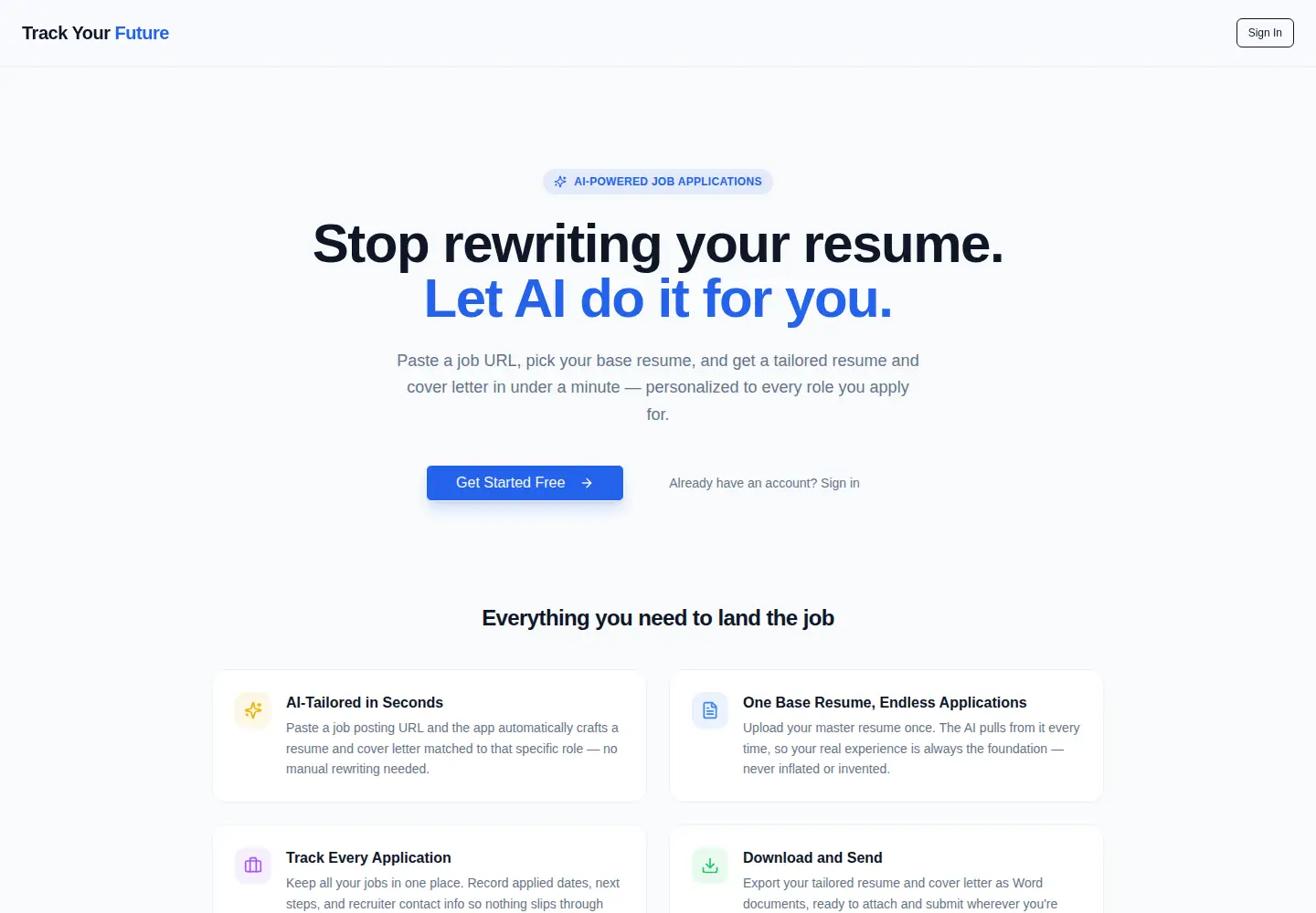Screenshot of trackyourfuture.org