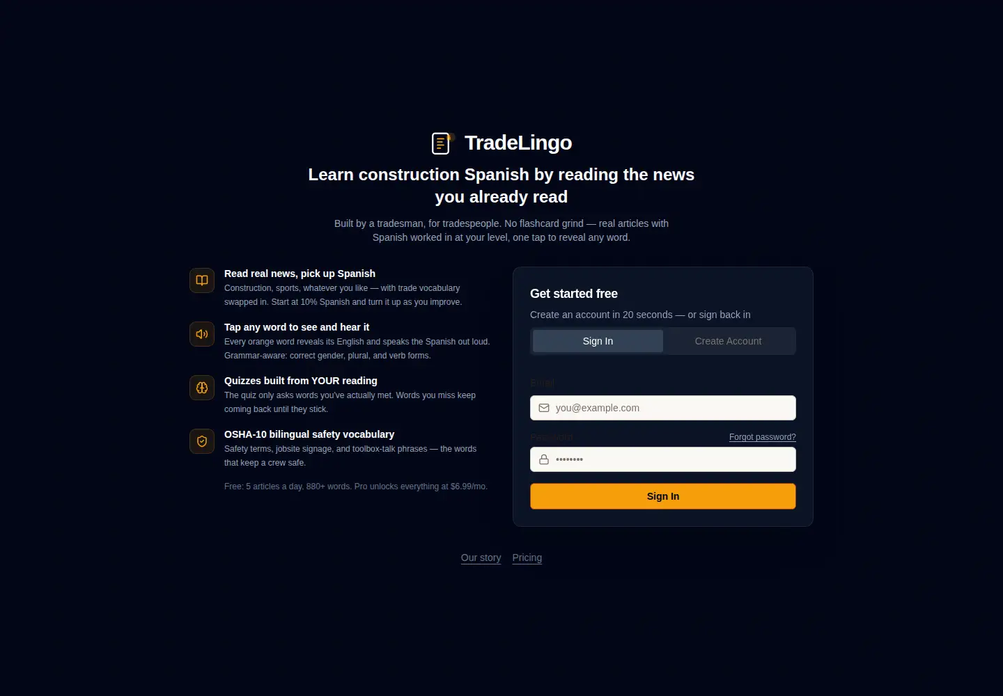 Screenshot of tradelingo.org
