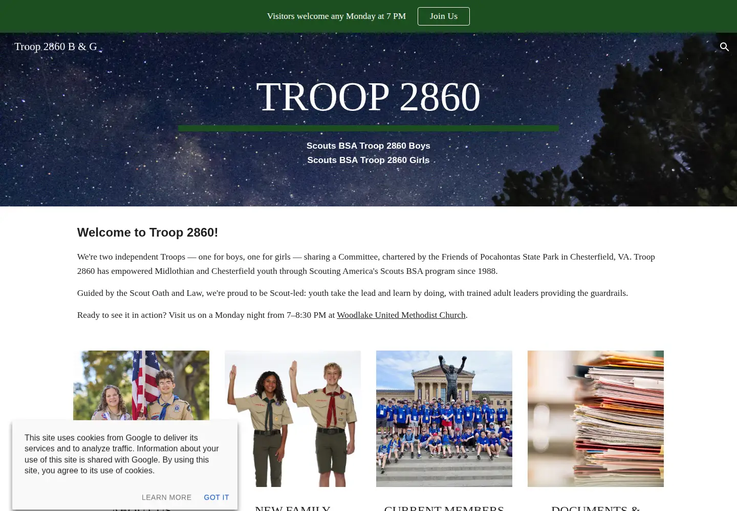 Screenshot of troop2860.org