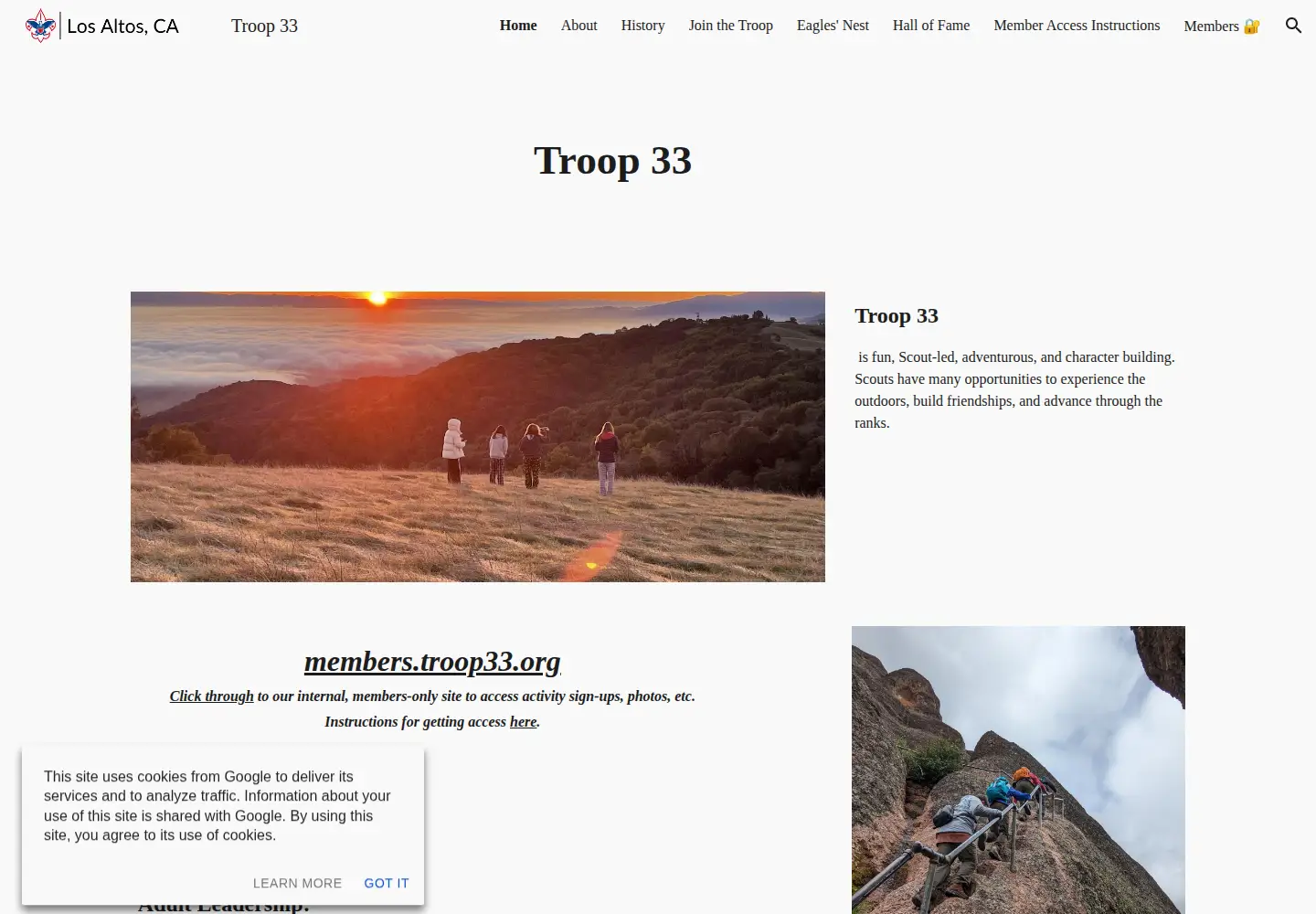 Screenshot of troop33.org