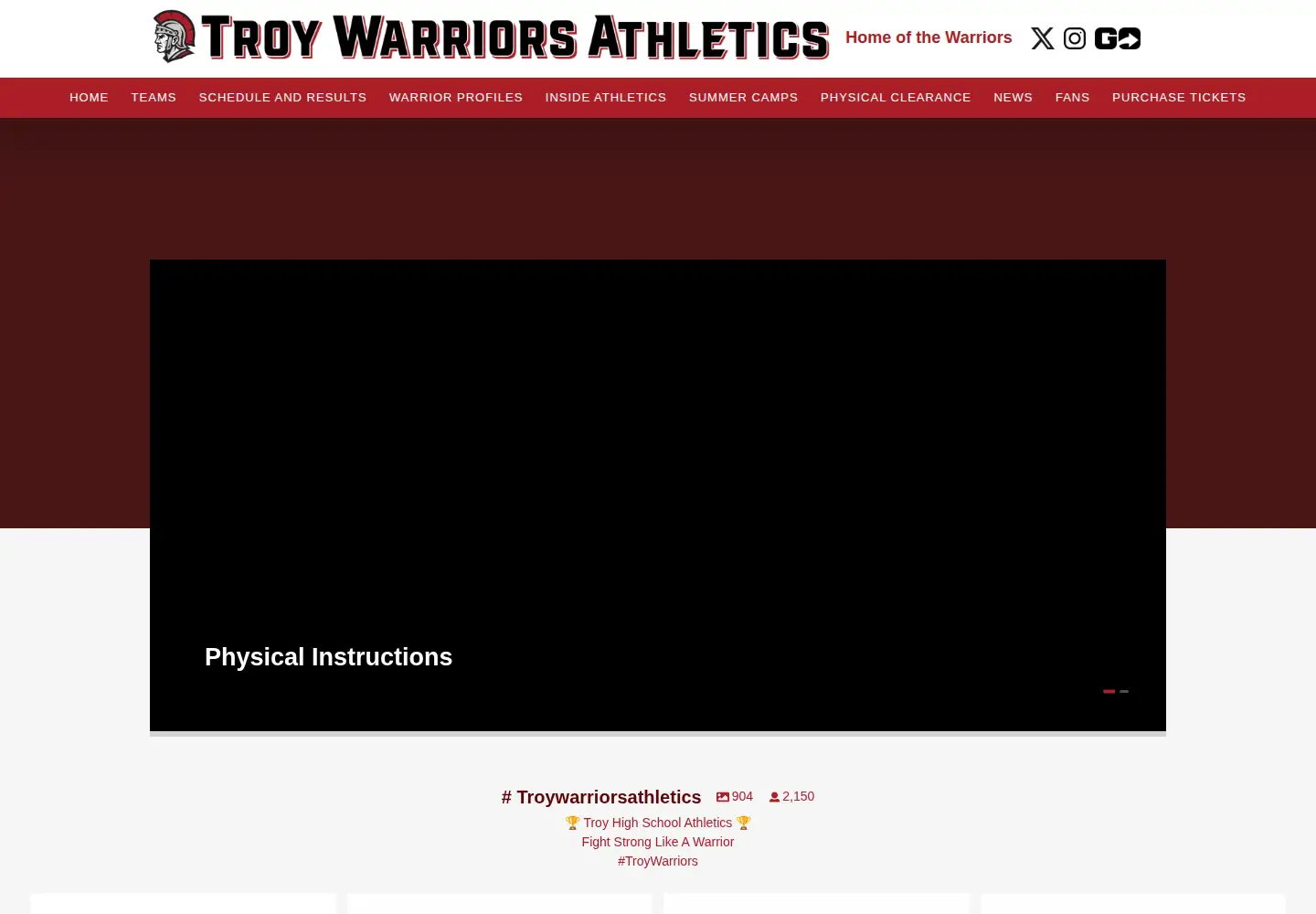 Captured homepage of troywarriorsathletics.org in the current scan