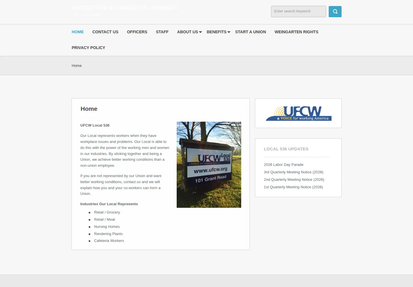 Captured homepage of ufcwlocal536.org in the current scan