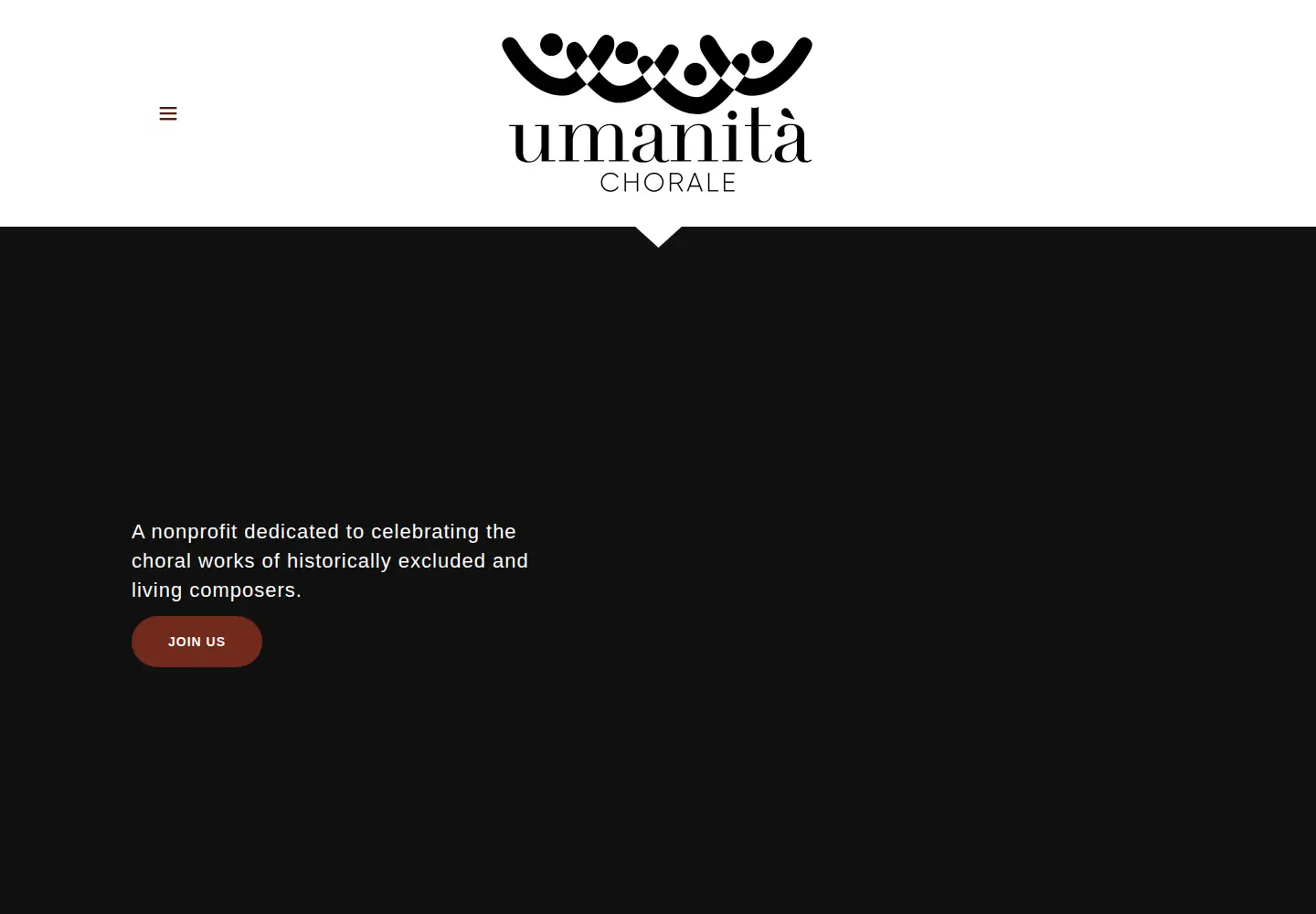 Captured homepage of umanitachorale.org in the current scan