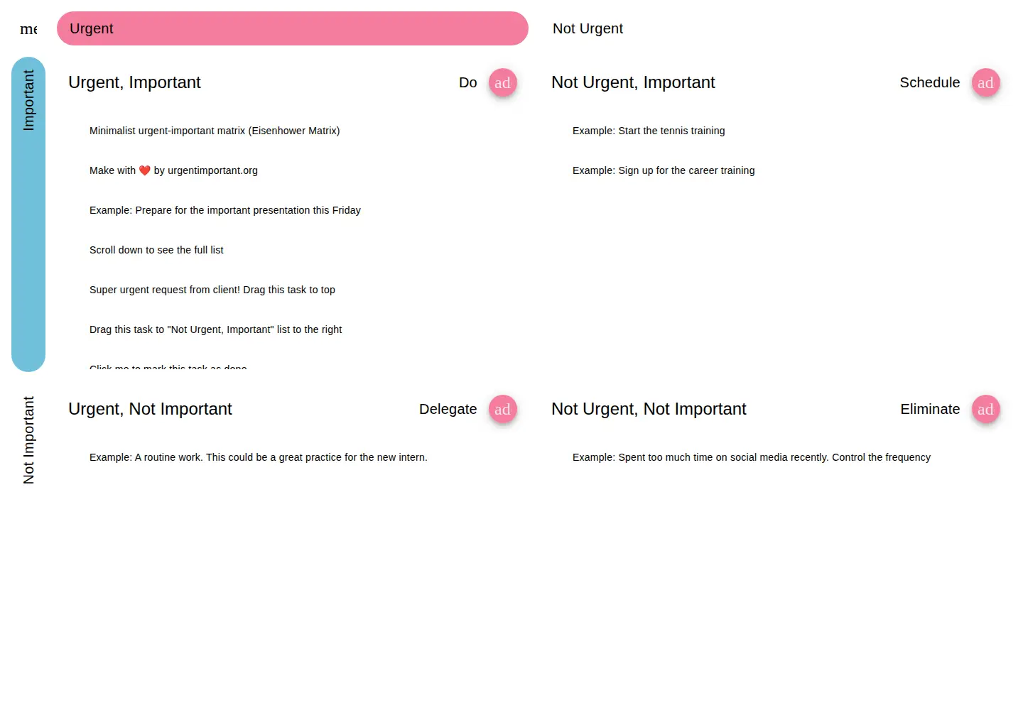 Screenshot of urgentimportant.org