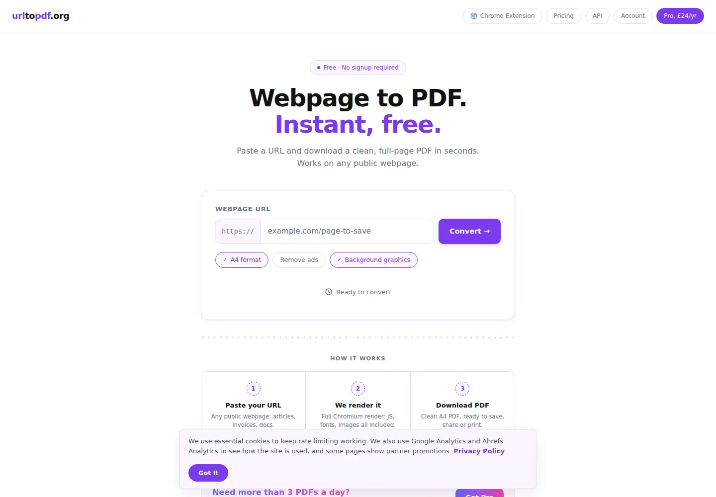 Screenshot of urltopdf.org