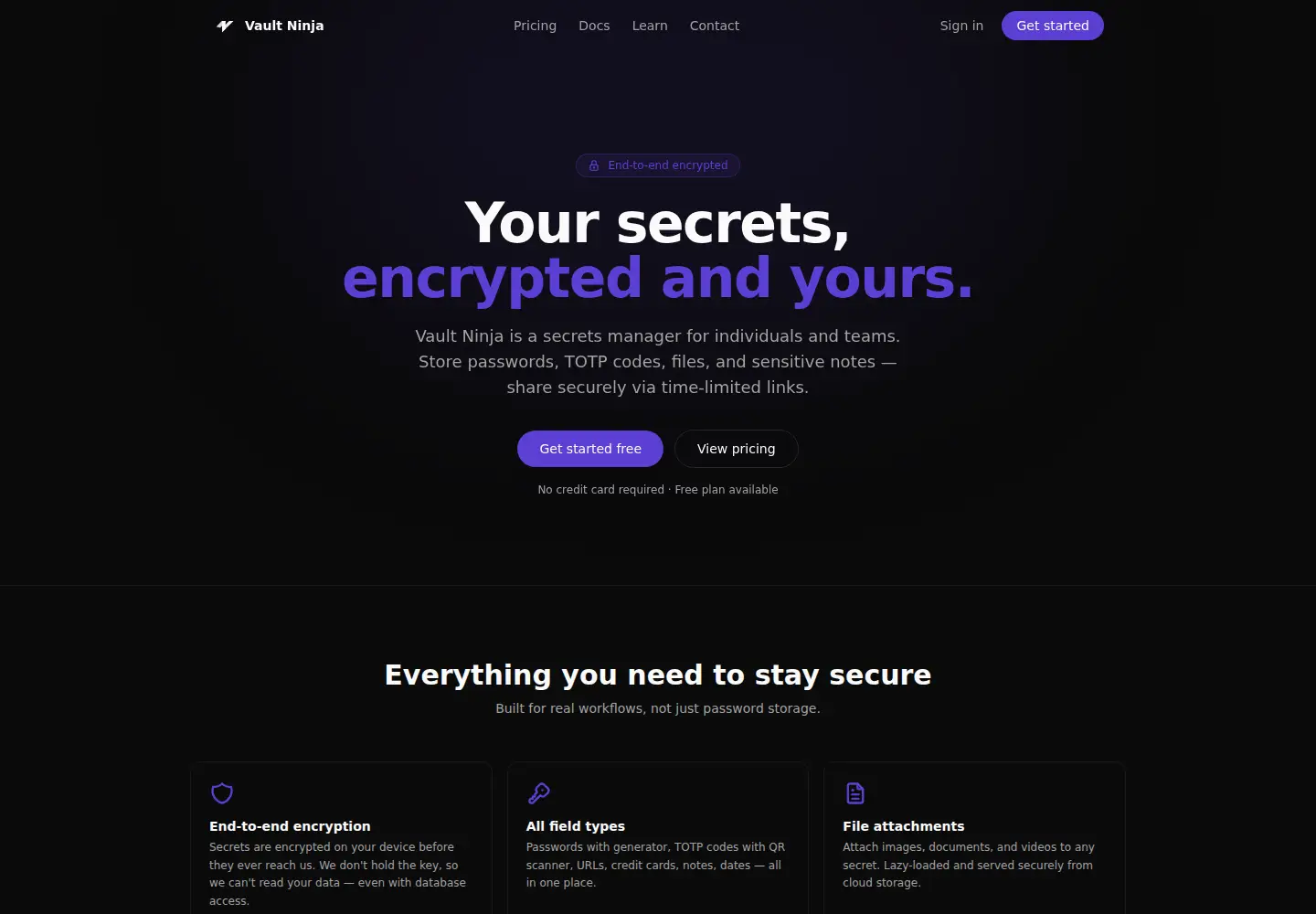 Captured homepage of vaultninja.org in the current scan