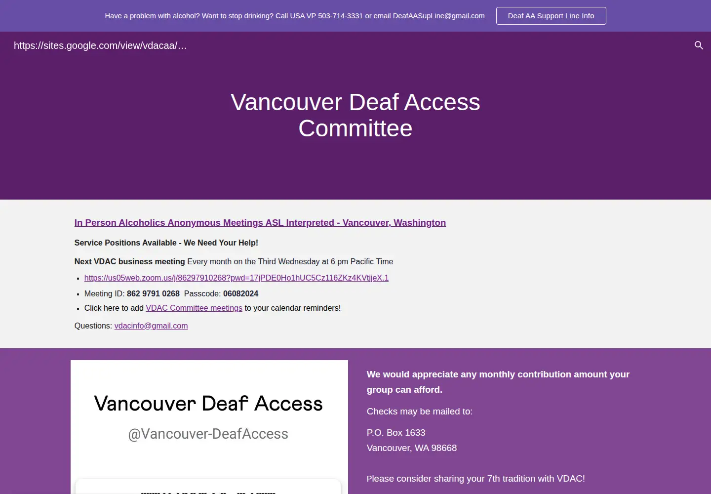 Captured homepage of vdacinfo.org in the current scan