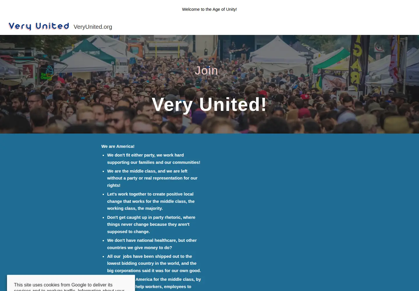 Captured homepage of veryunited.org in the current scan