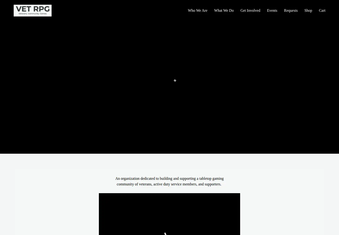 Captured homepage of vetrpg.org in the current scan