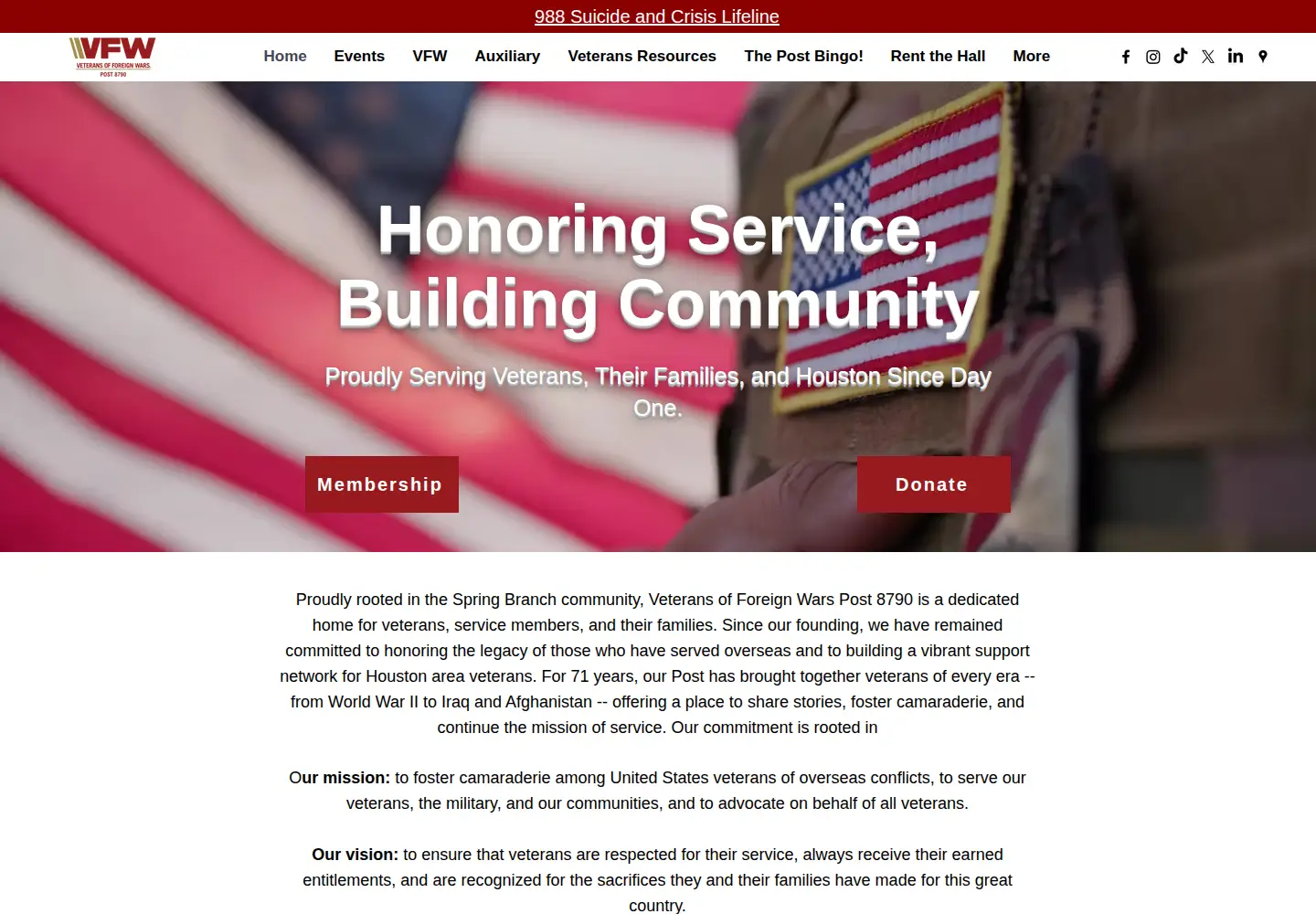 Captured homepage of vfw8790.org in the current scan