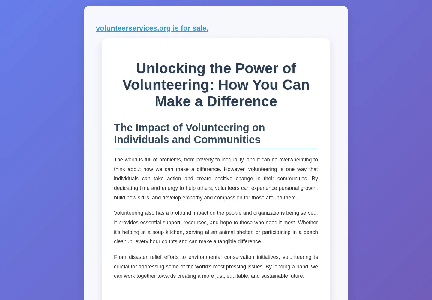 Screenshot of volunteerservices.org