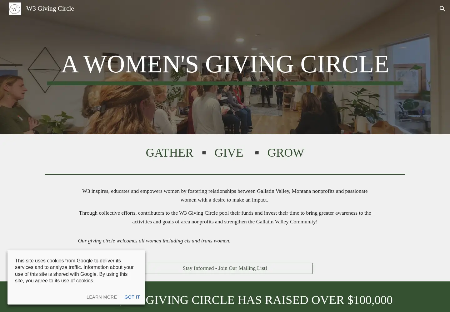 Screenshot of w3givingcircle.org