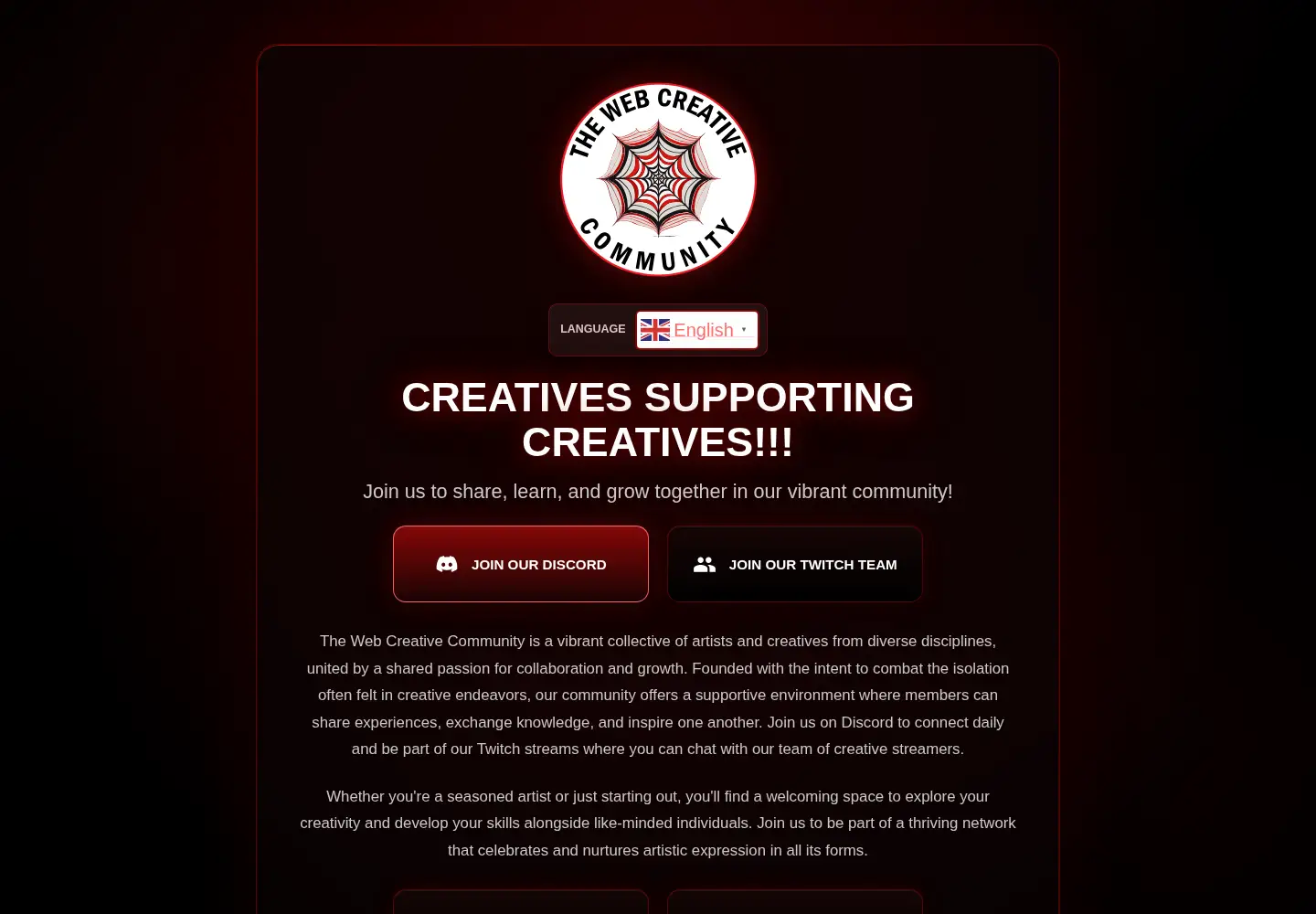 Screenshot of webcreativecommunity.org