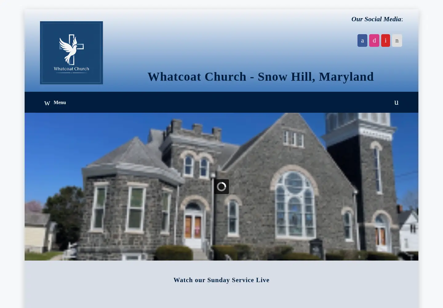 Captured homepage of whatcoatchurchsnowhill.org in the current scan