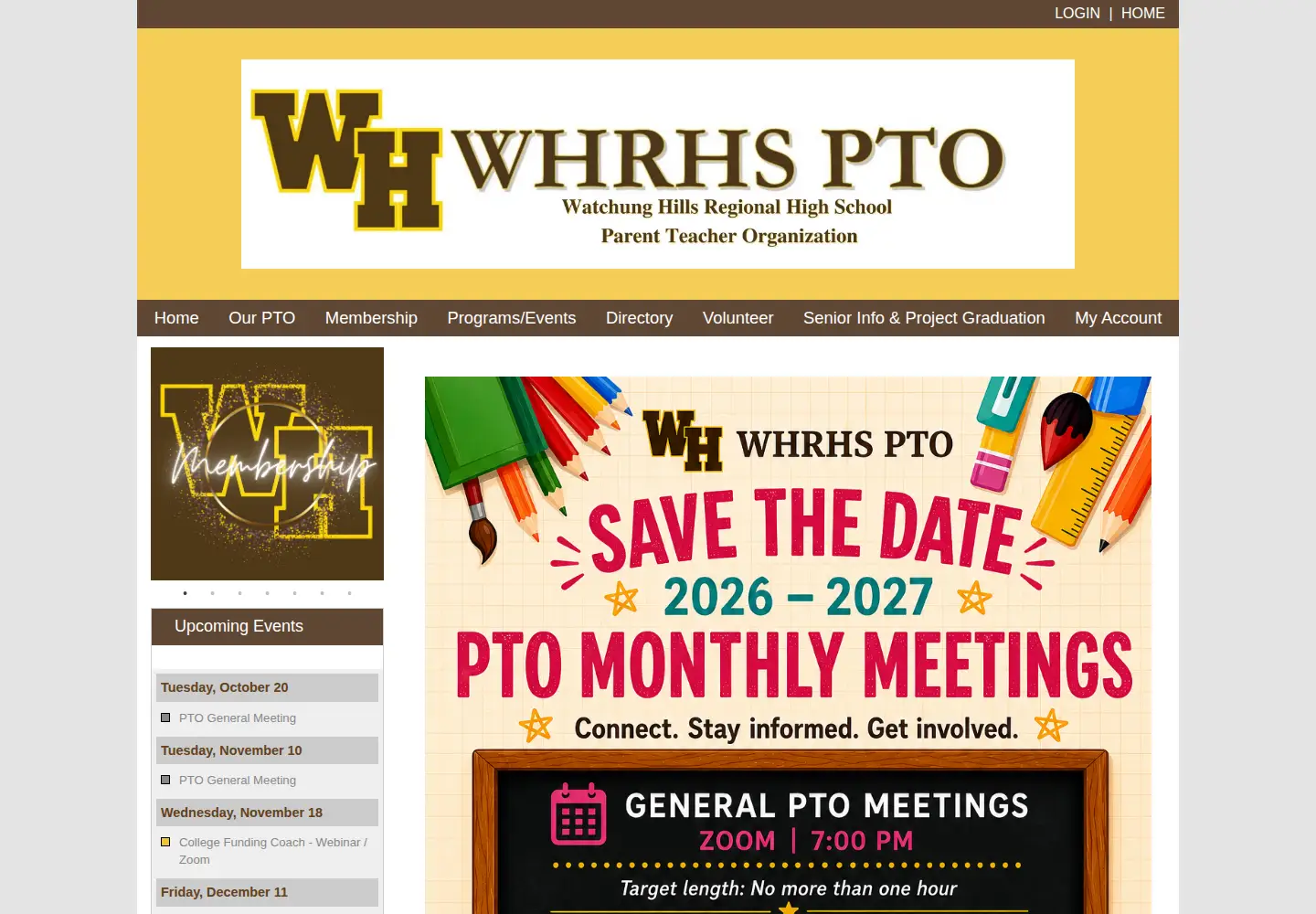 Captured homepage of whrhs-pto.org in the current scan