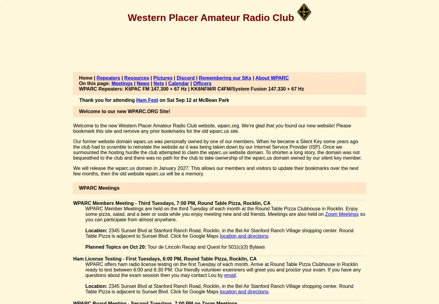 Screenshot of wparc.org