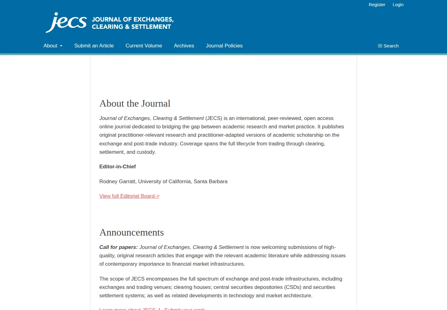 Screenshot of xcsjournal.org
