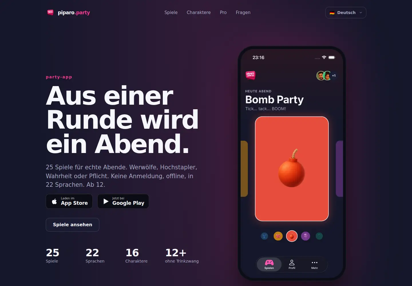 Screenshot of piparo.party