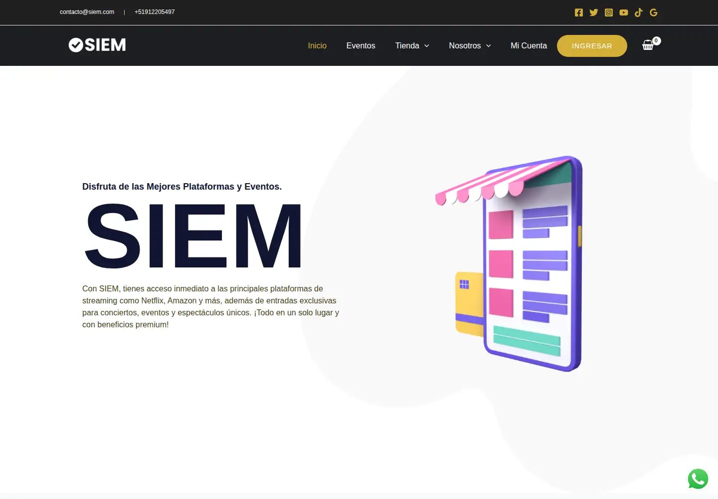 Captured homepage of siem.pe in the current scan