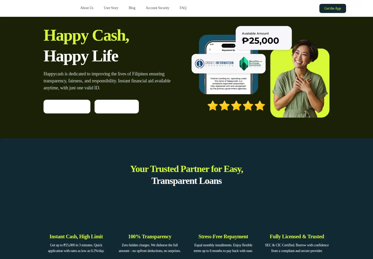 Screenshot of happycash.ph