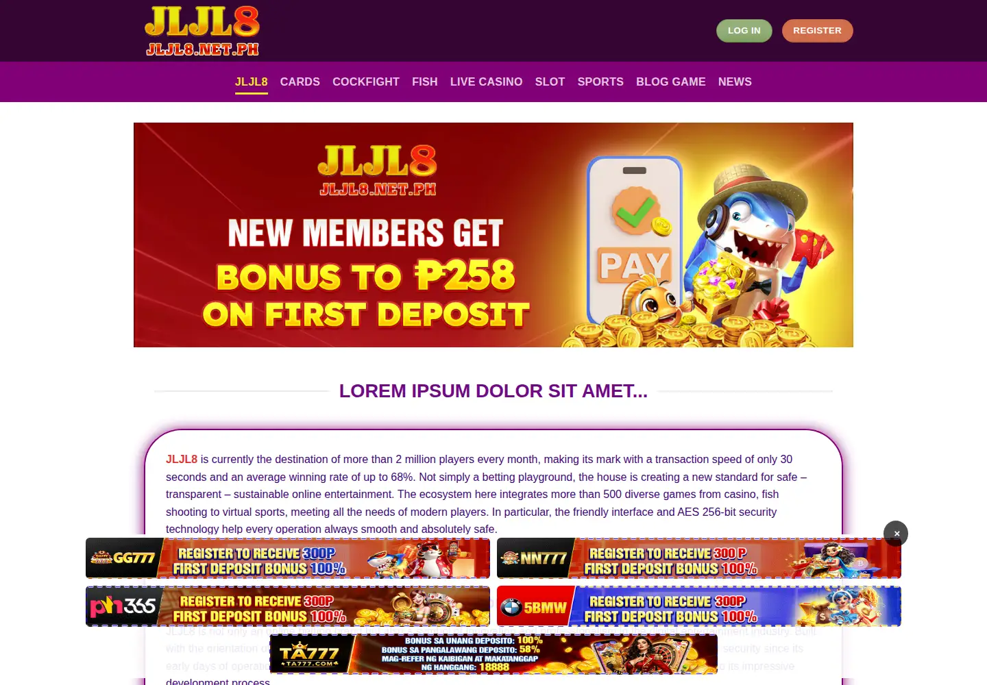 Captured homepage of jljl8.net.ph in the current scan