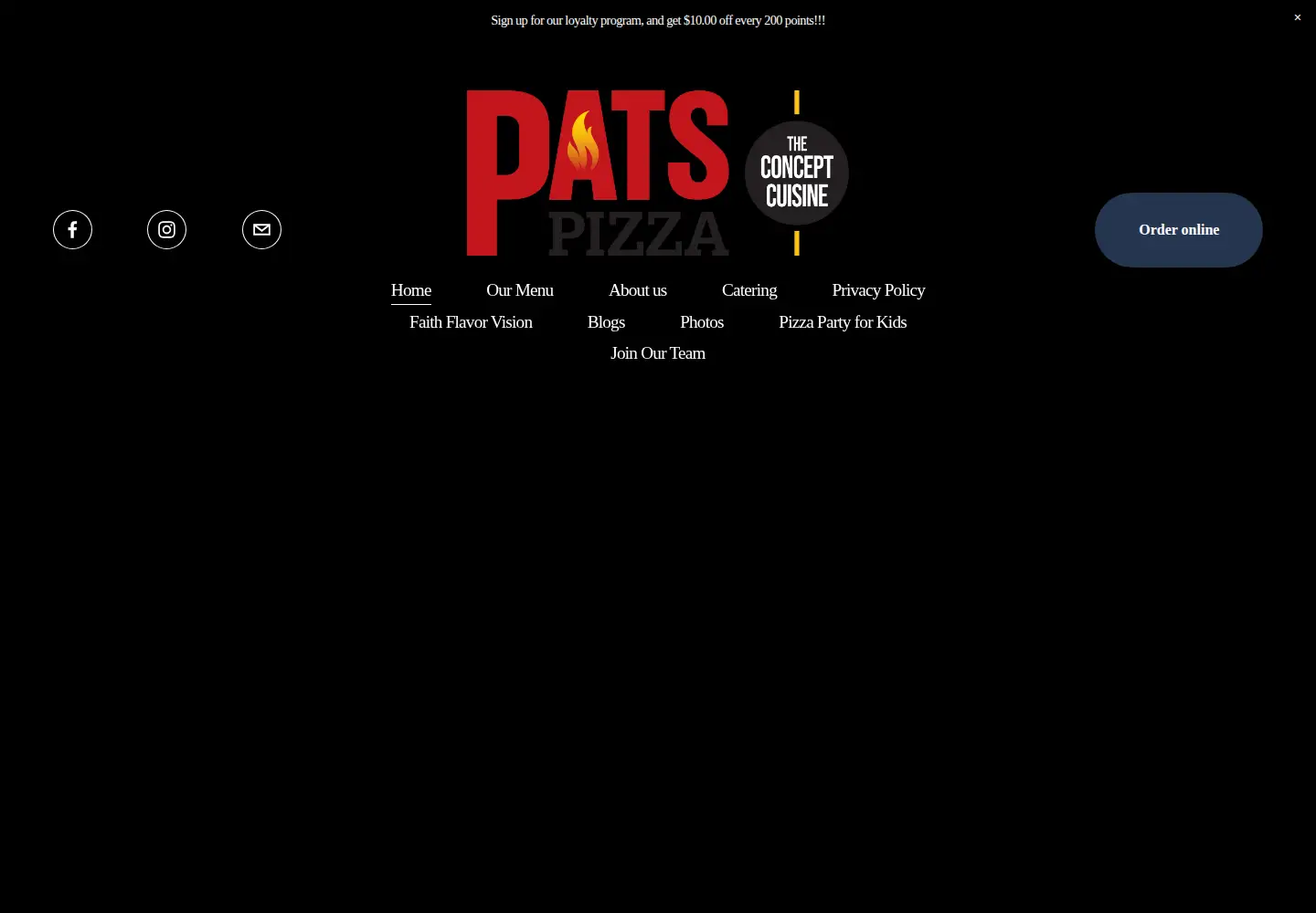 Captured homepage of pats.pizza in the current scan