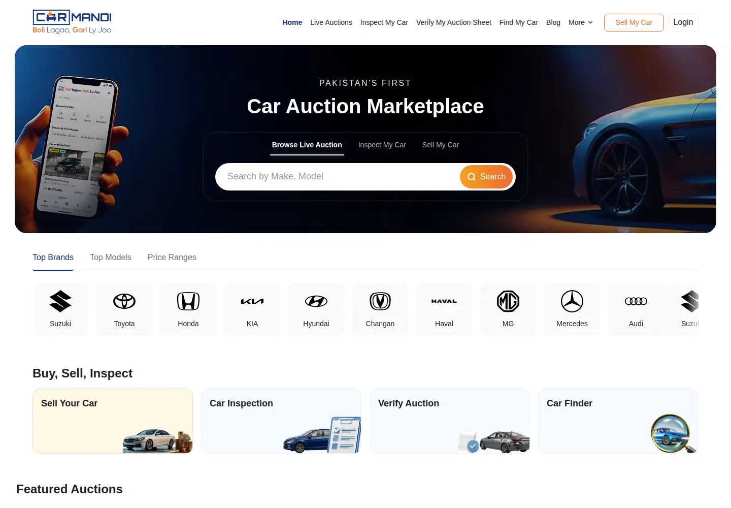 Captured homepage of carmandi.pk in the current scan