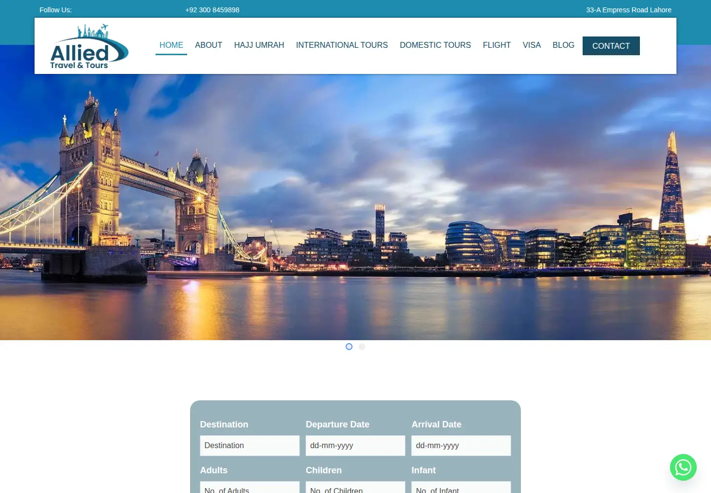 Captured homepage of alliedtravel.com.pk in the current scan