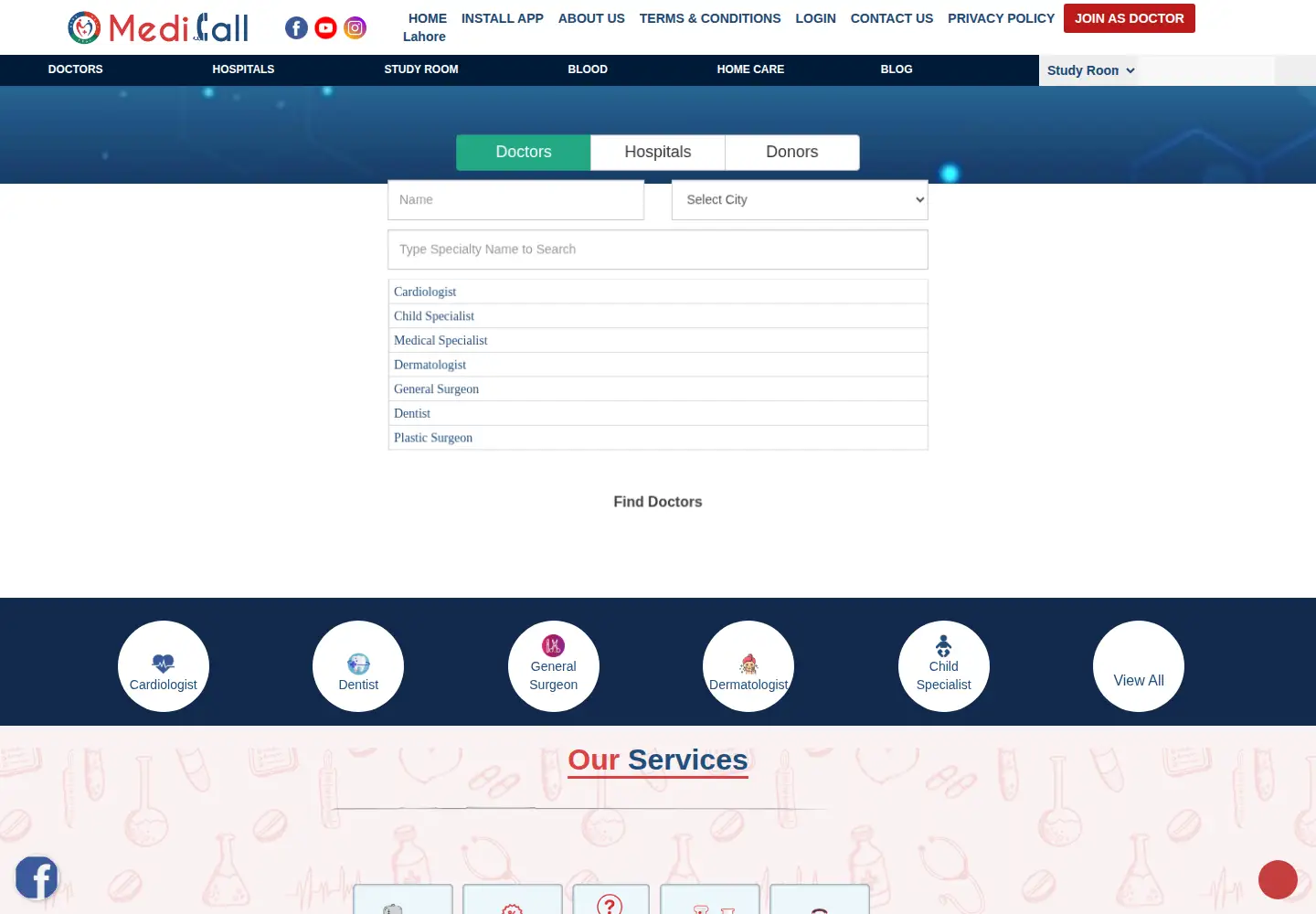 Screenshot of medicall.pk