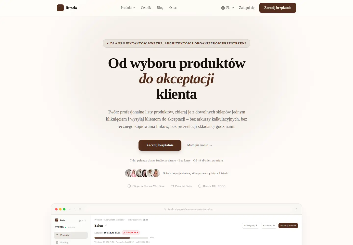 Captured homepage of listado.pl in the current scan
