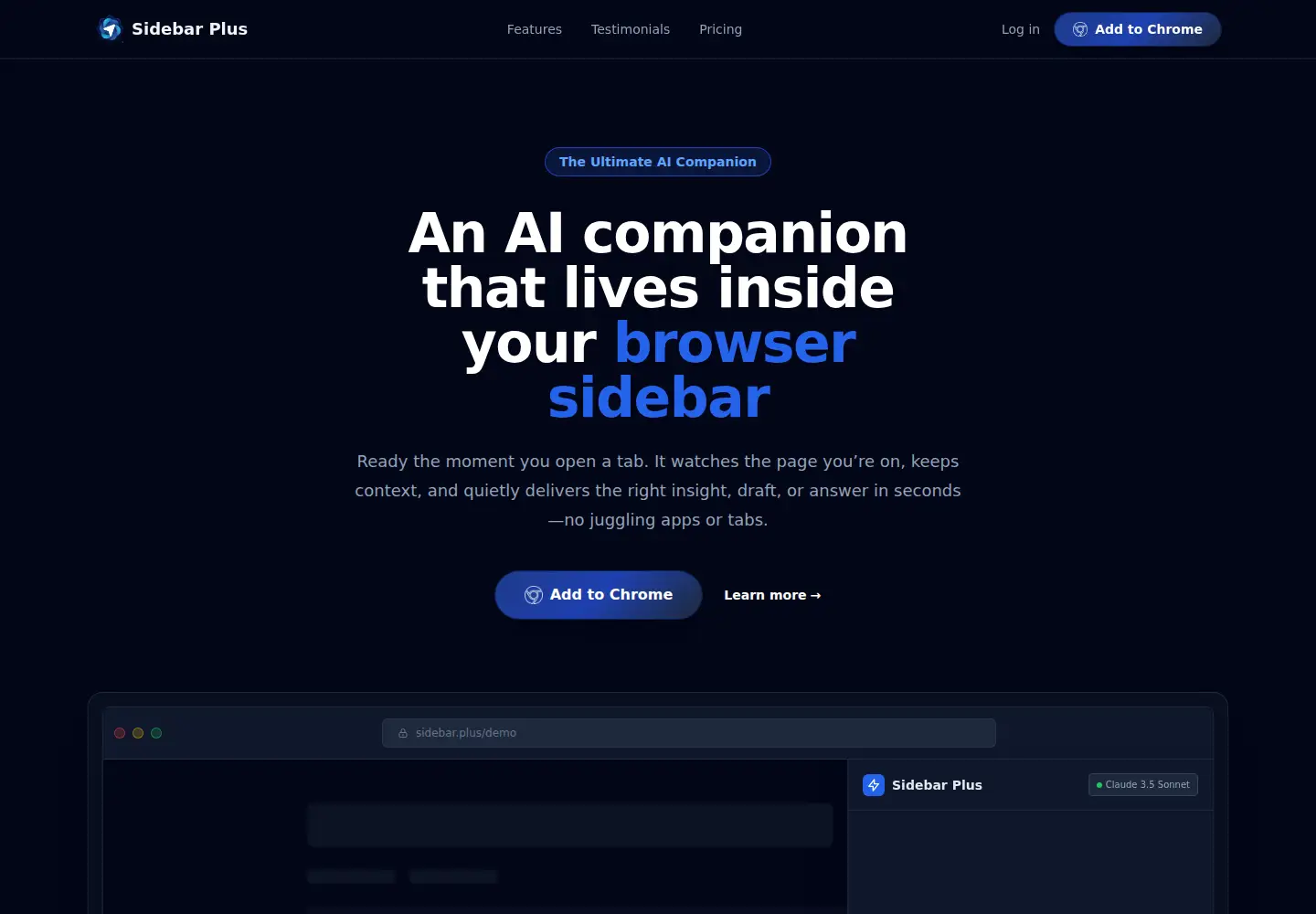 Screenshot of sidebar.plus
