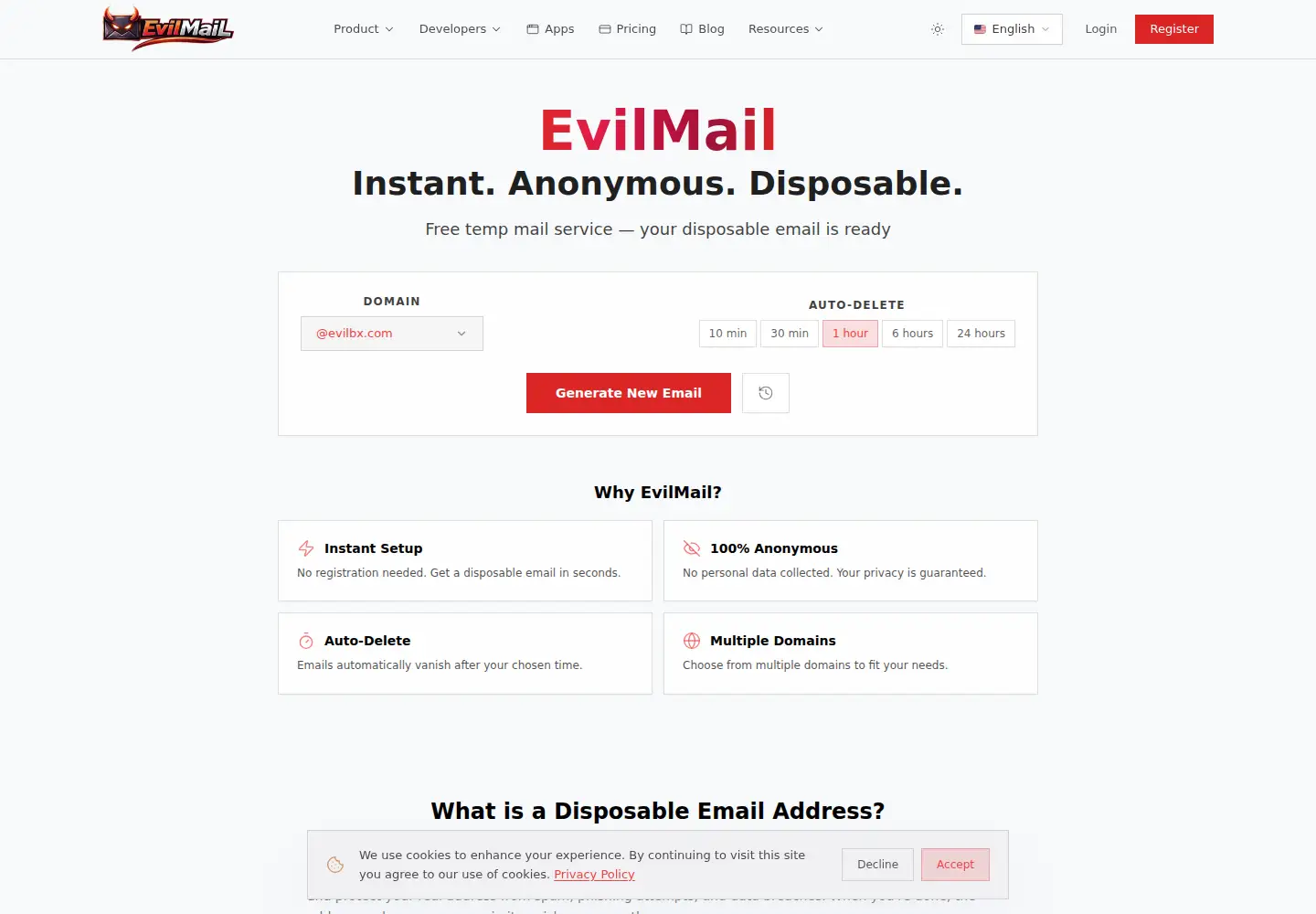 Screenshot of evilmail.pro