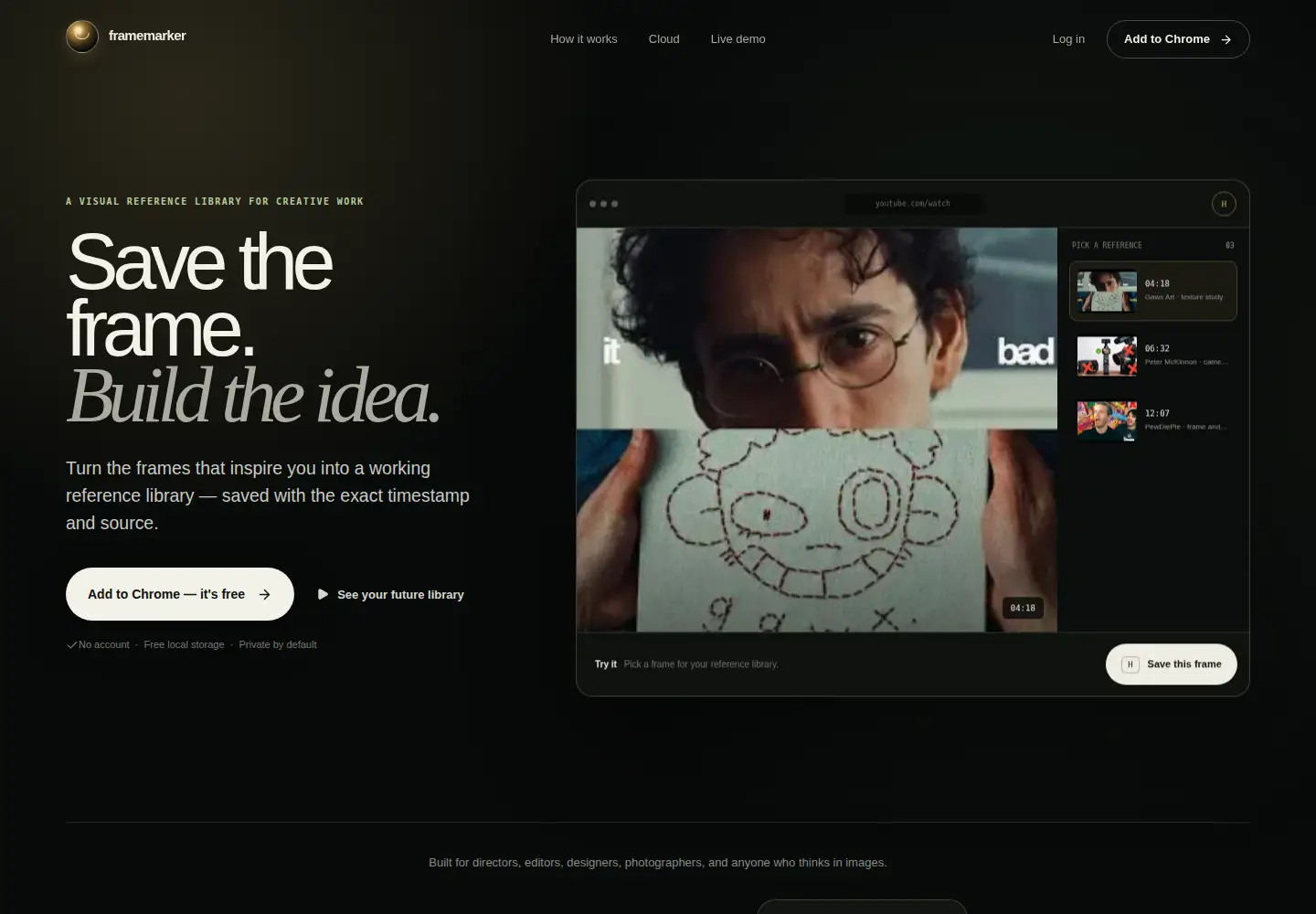 Captured homepage of framemarker.pro in the current scan