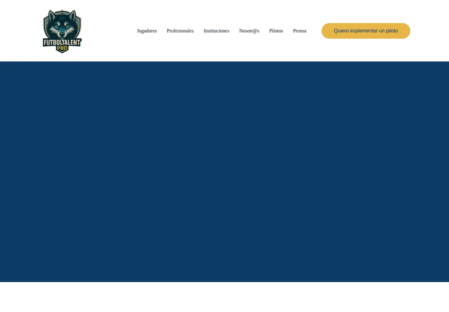 Captured homepage of futboltalent.pro in the current scan