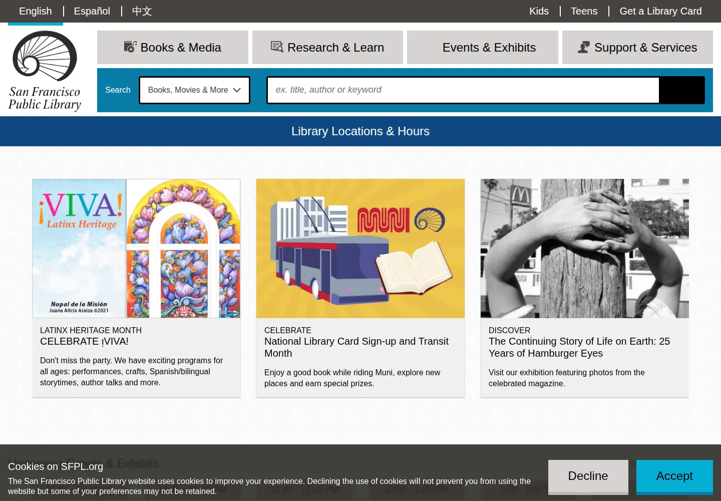 Screenshot of sfpl.org