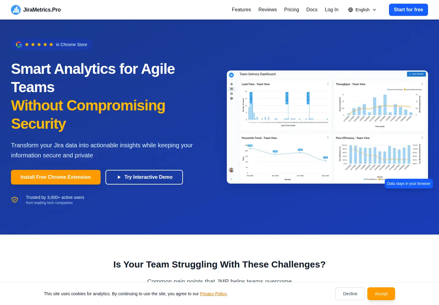 Captured homepage of jirametrics.pro in the current scan