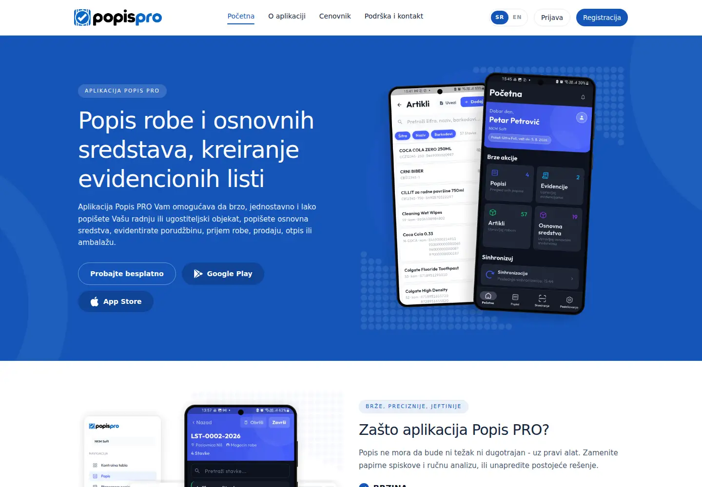 Captured homepage of popis.pro in the current scan