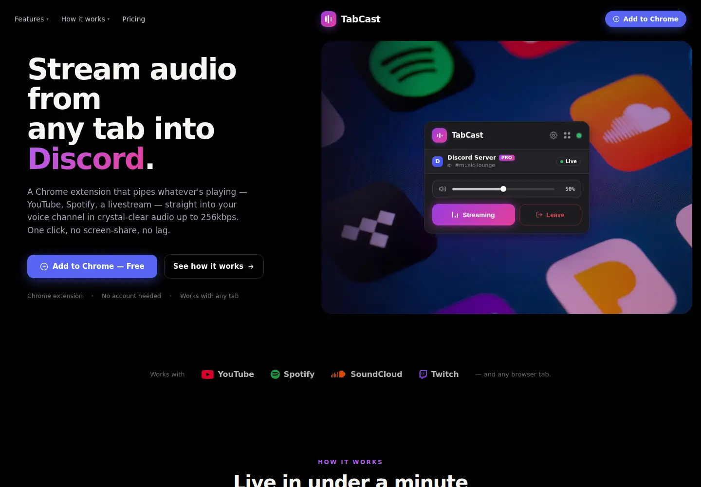 Captured homepage of tabcast.pro in the current scan