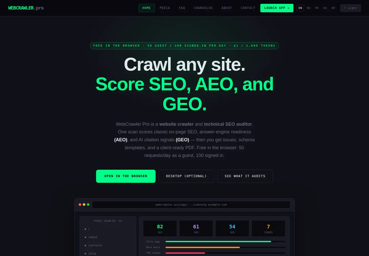 Screenshot of webcrawler.pro