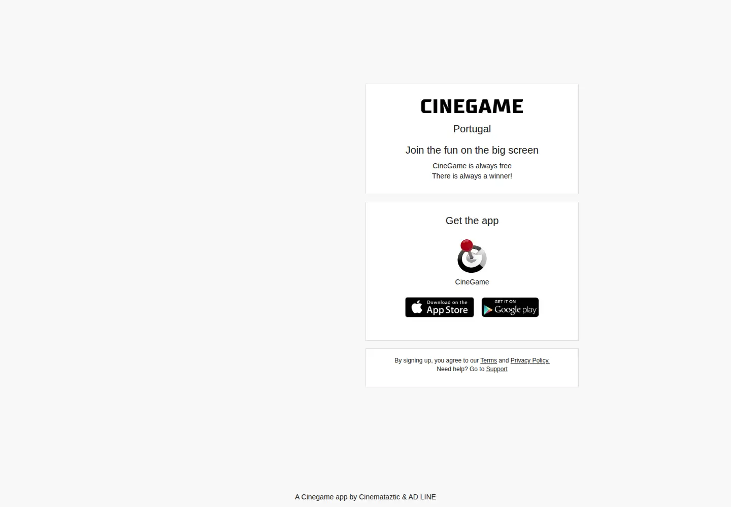 Captured homepage of cinegame.pt in the current scan