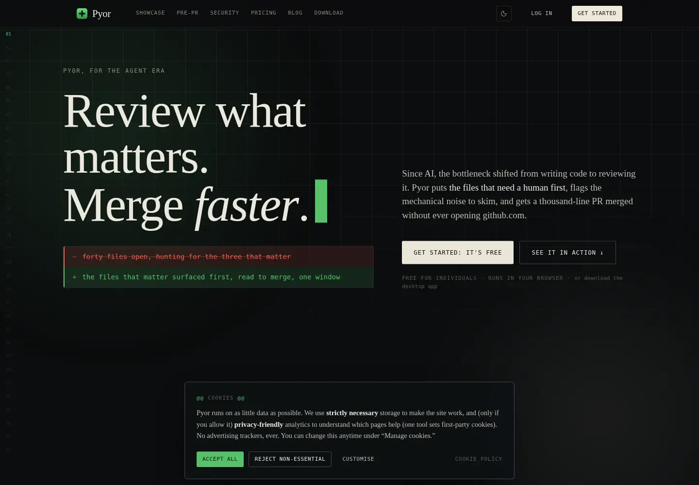 Screenshot of pyor.review