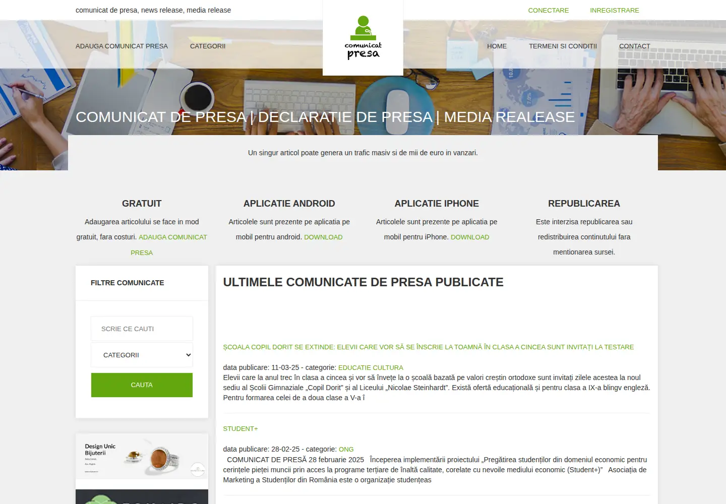 Screenshot of comunicatpresa.ro