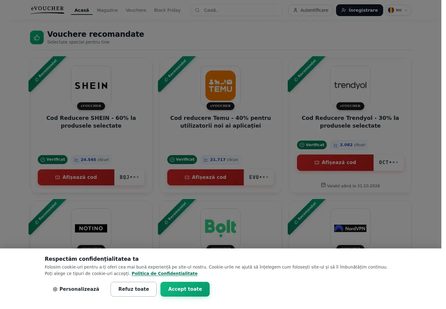 Screenshot of evoucher.ro