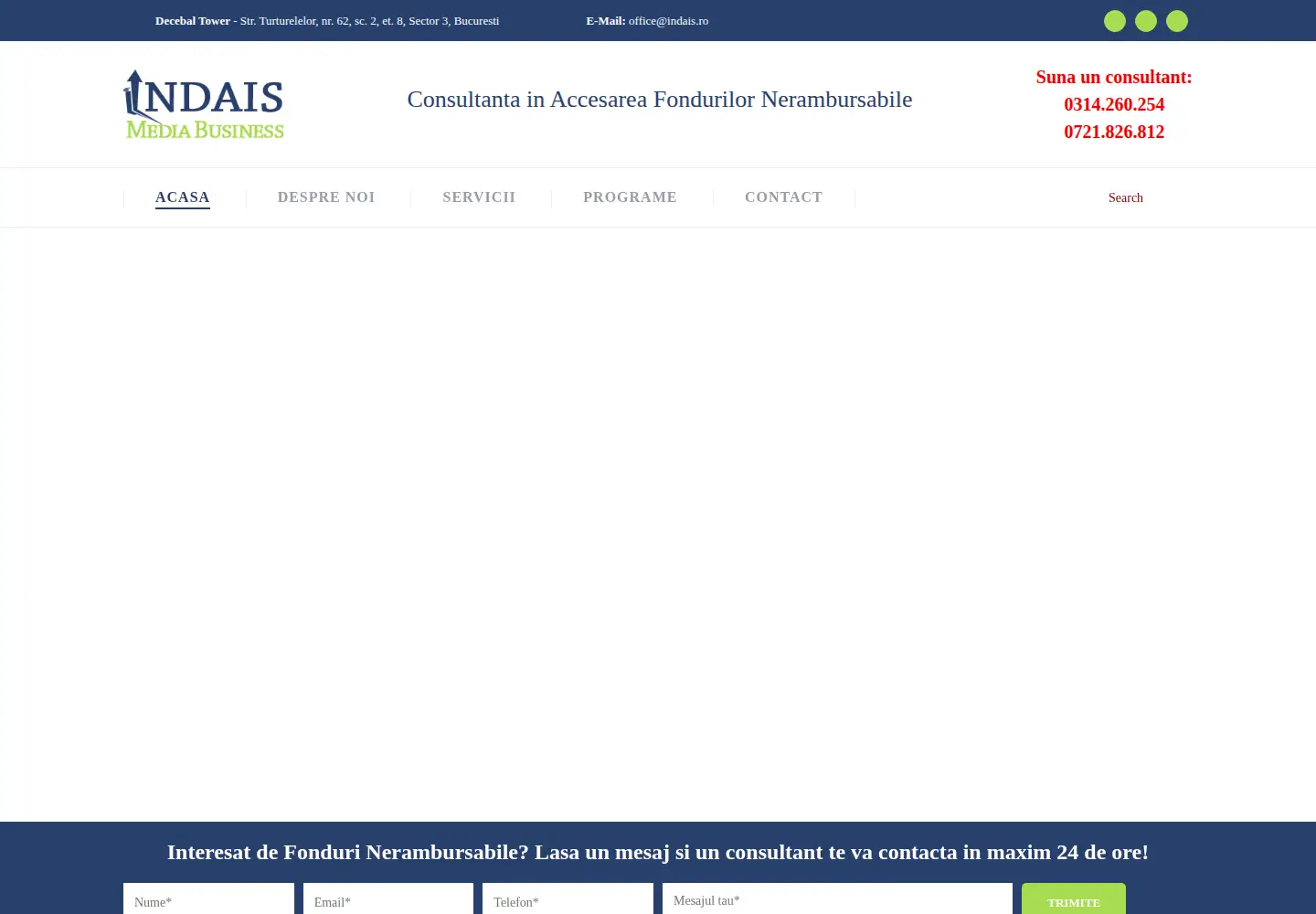 Captured homepage of indais.ro in the current scan