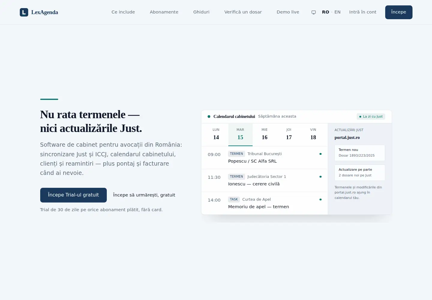 Captured homepage of lexagenda.ro in the current scan