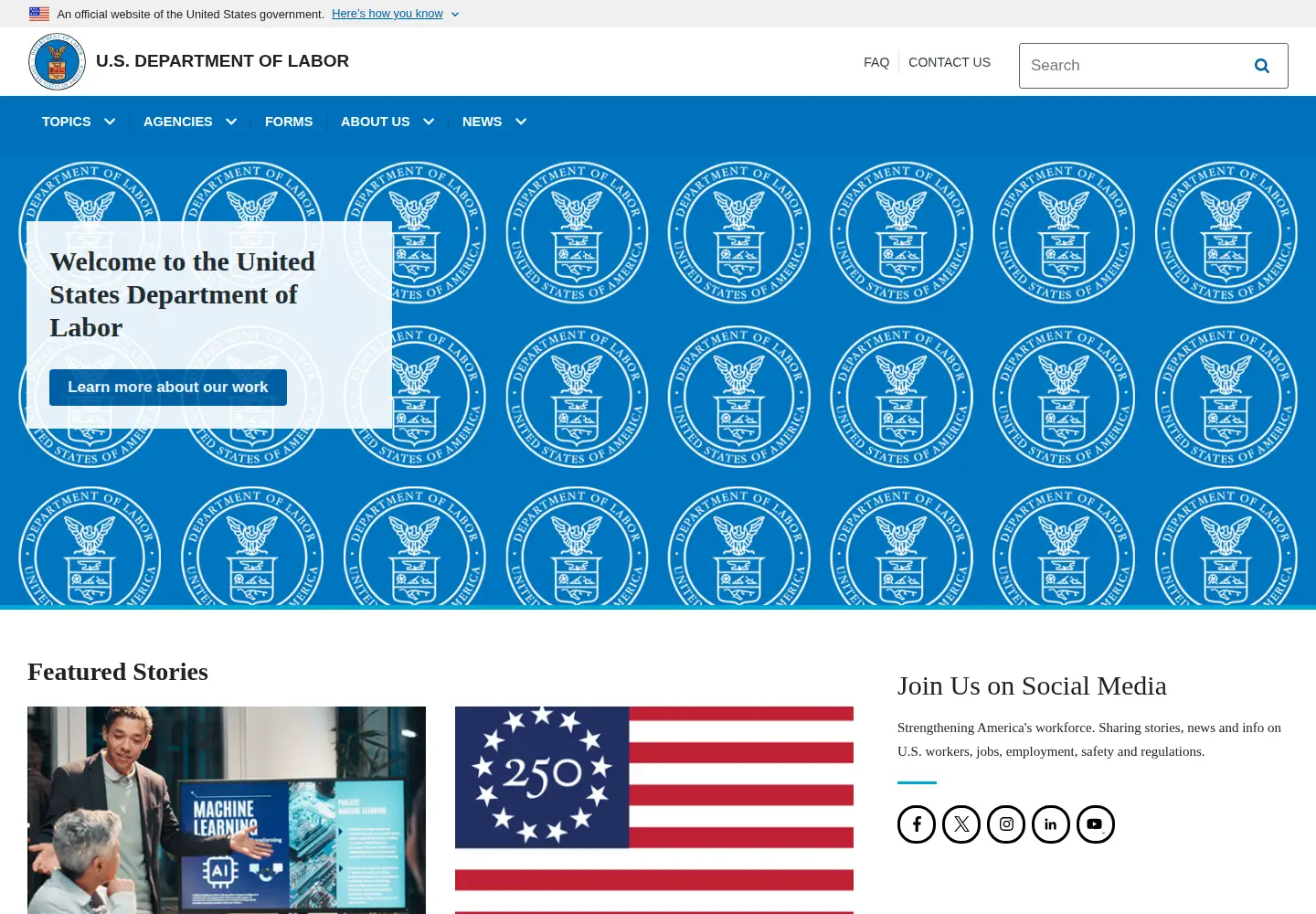 Screenshot of dol.gov